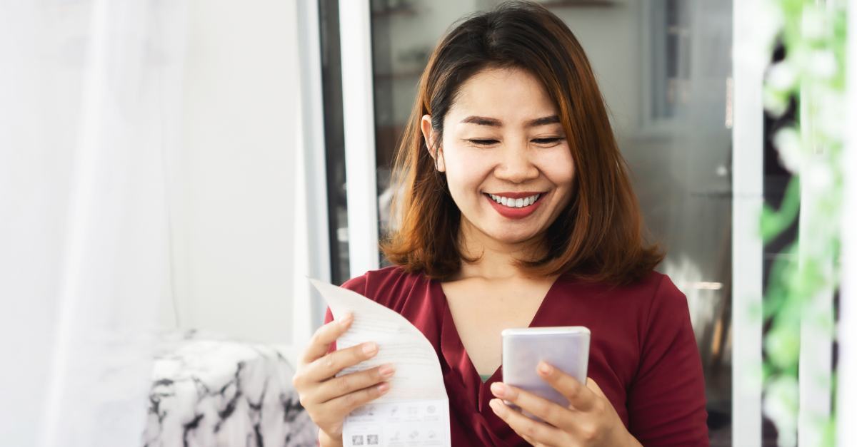 Customer writing review
